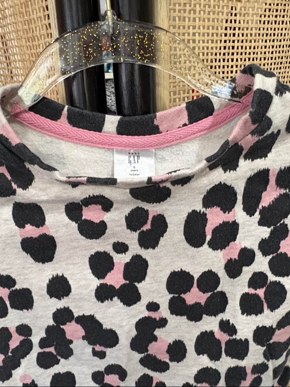 GAP Pink, Black & Gray Leopard-Print Toddler Pullover